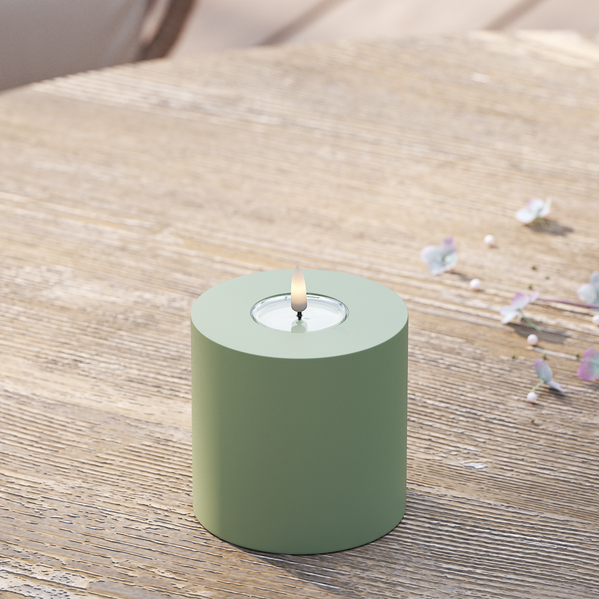 Deluxe Homeart Utomhus LED Blockljus Ø 10 x 10 cm Stövet grön LED utomhusljus Blockljus 2