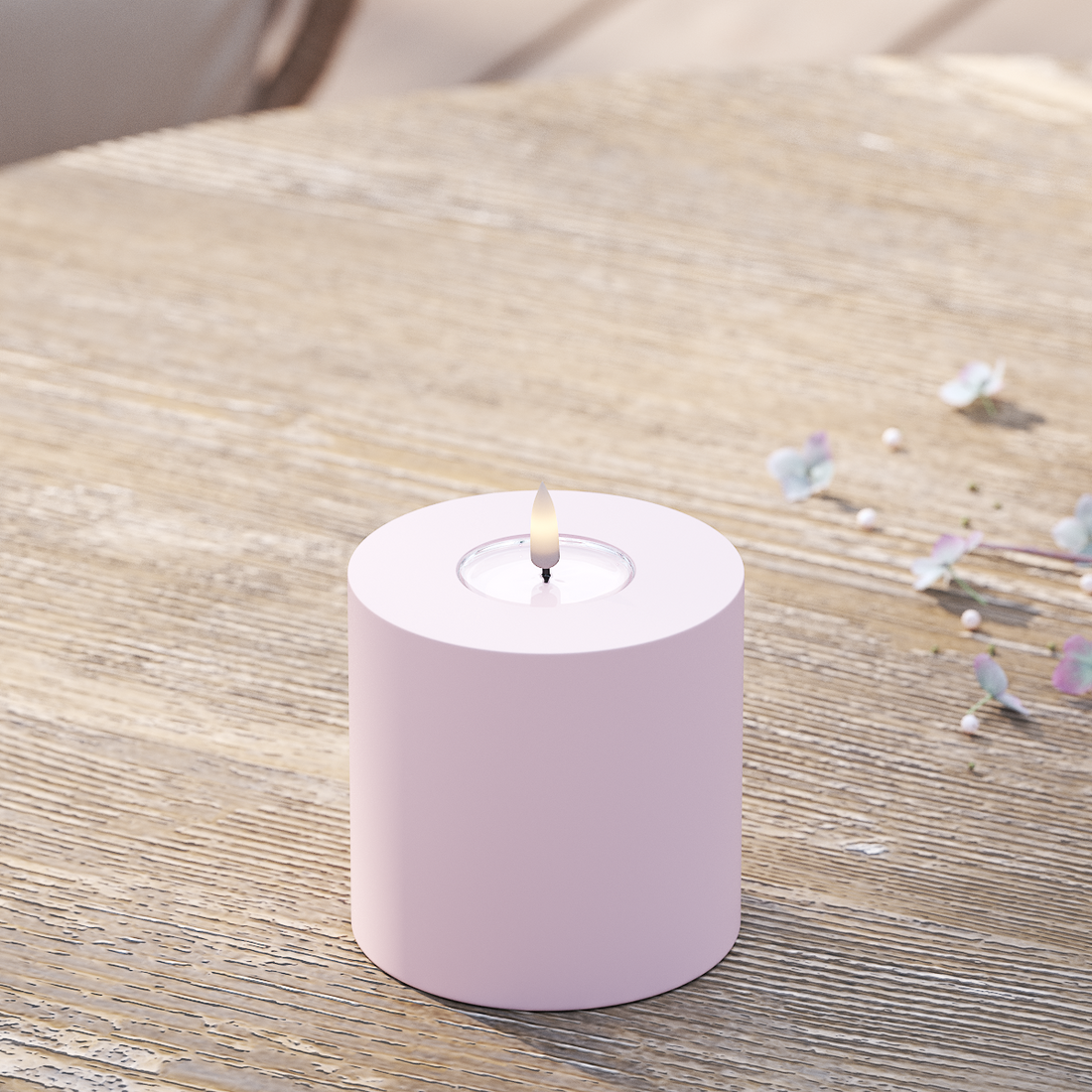 Deluxe Homeart Utendørs LED Blokklys Ø 10 x 10 cm Støvet rød LED utendørs lysblokklys 2