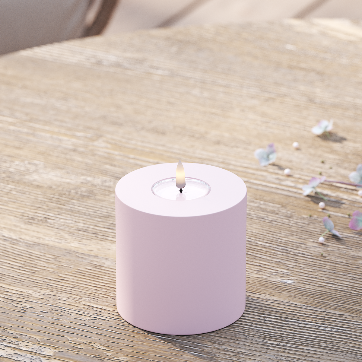 Deluxe Homeart Buiten LED Stompkaarsen Ø 10 x 10 cm Vergrijsd rood LED buitenlicht Stompkaarsen 2