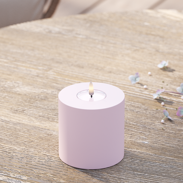 Deluxe Homeart Buiten LED Stompkaarsen Ø 10 x 10 cm Vergrijsd rood LED buitenlicht Stompkaarsen 2