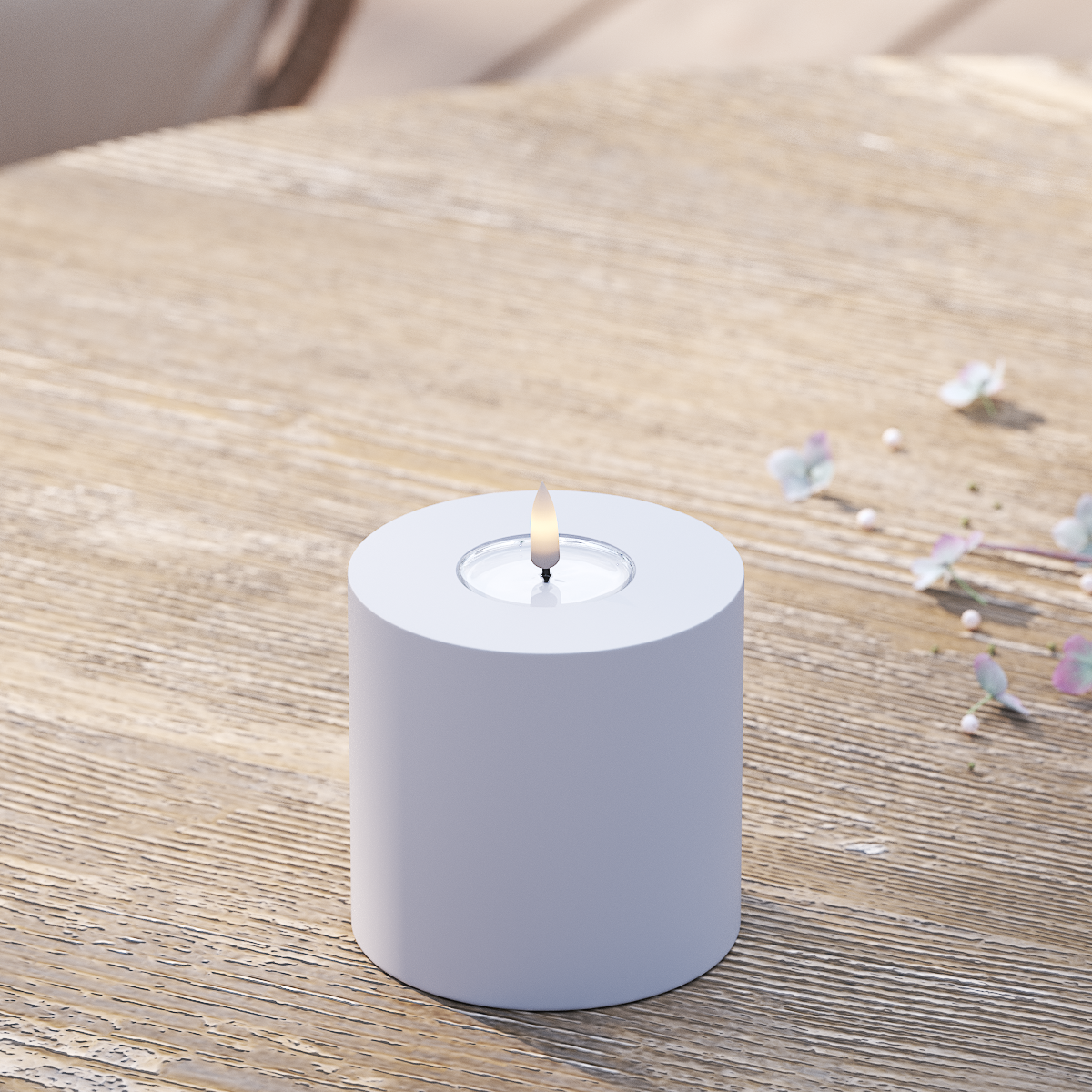 Deluxe Homeart Buiten LED Stompkaarsen Ø 10 x 10 cm Vergrijsd blauw LED buitenlicht Stompkaarsen 2