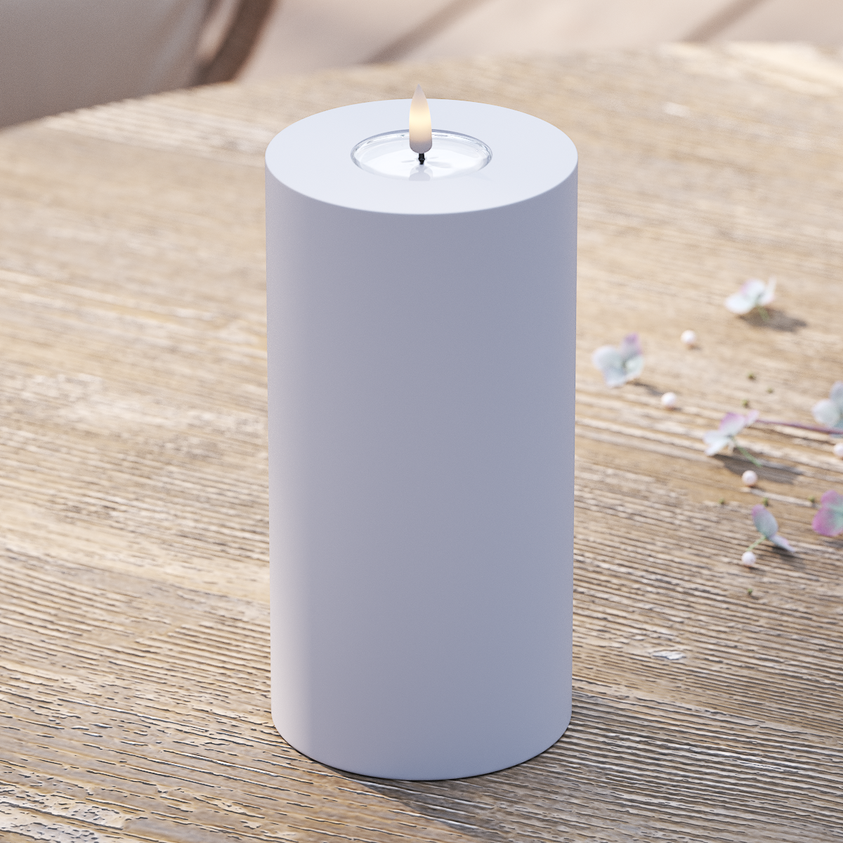 Deluxe Homeart Buiten LED Stompkaarsen Ø 10 x 20cm Vergrijsd blauw LED buitenlicht Stompkaarsen 2