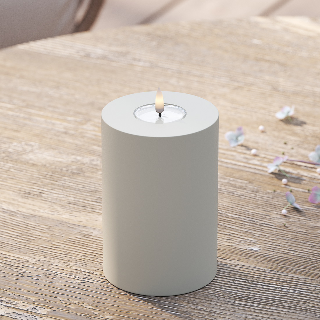 Deluxe Homeart Buiten LED Stompkaarsen Ø 10 x 15cm Zand LED buitenlicht Stompkaarsen 2