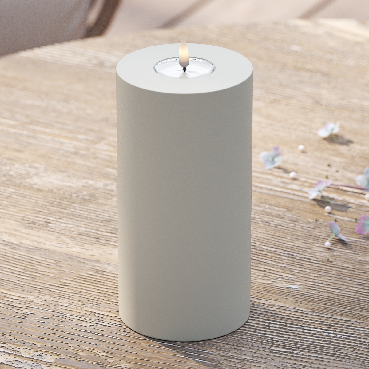 Deluxe Homeart Buiten LED Stompkaarsen Ø 10 x 20cm Zand LED buitenlicht Stompkaarsen 2