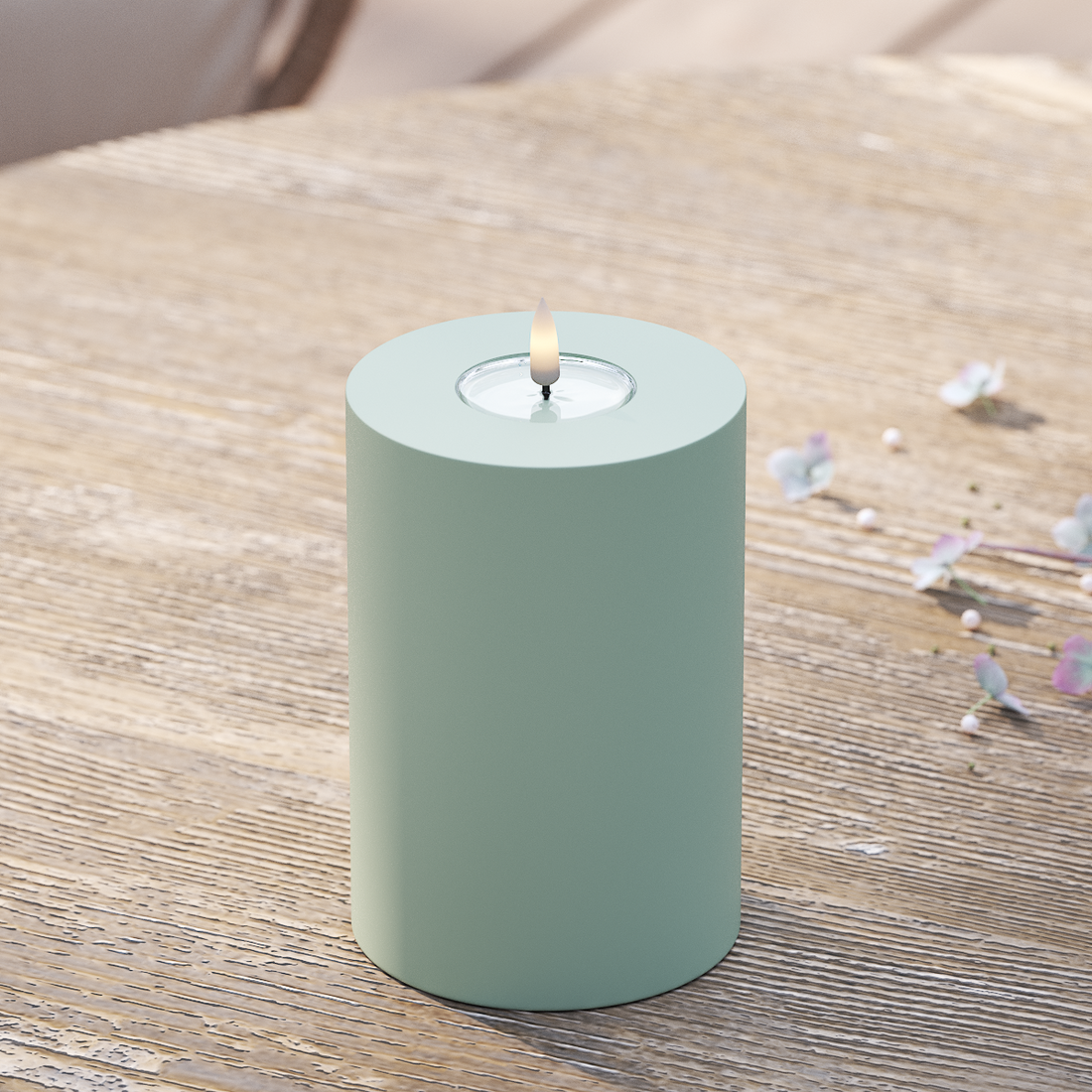 Deluxe Homeart Buiten LED Stompkaarsen Ø 10 x 15cm Saliegroen LED buitenlicht Stompkaarsen 2