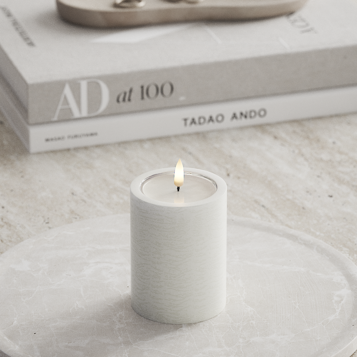 Deluxe Homeart Unique LED Bloklys D 7,5 x 10 cm Hvid unique bloklys 1