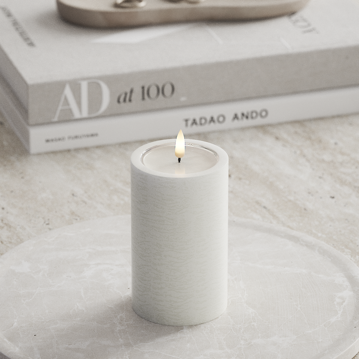 Deluxe Homeart Unique LED Bloklys D 7,5 x 12,5 cm Hvid unique bloklys 1