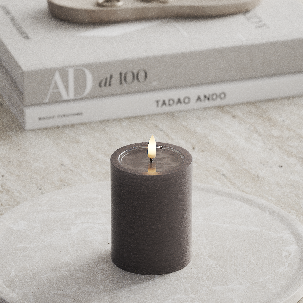 Deluxe Homeart Unique LED Stompkaarsen D 7,5 x 10 cm Mokka unique Stompkaarsen 1