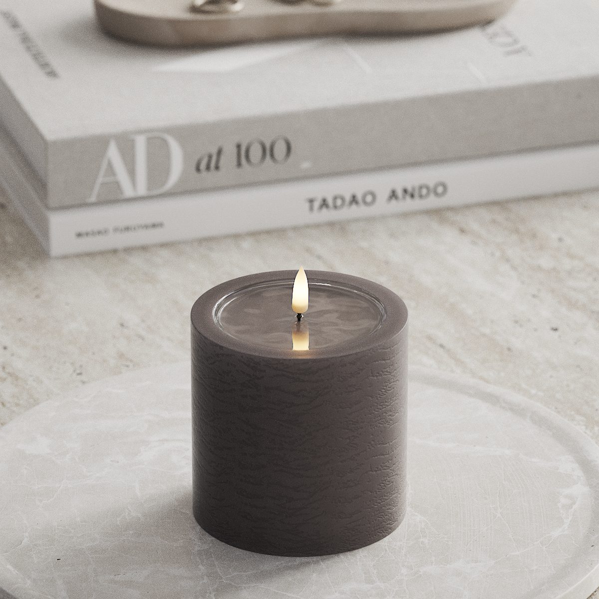 Deluxe Homeart Unique LED Stompkaarsen D 10 x 10 cm Mokka unique Stompkaarsen 1