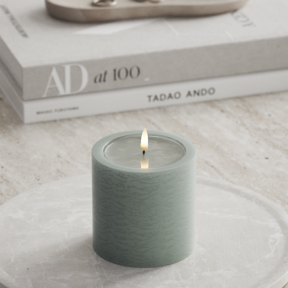 Deluxe Homeart Unique LED Stompkaarsen D 10 x 10 cm Saliegroen unique Stompkaarsen 3