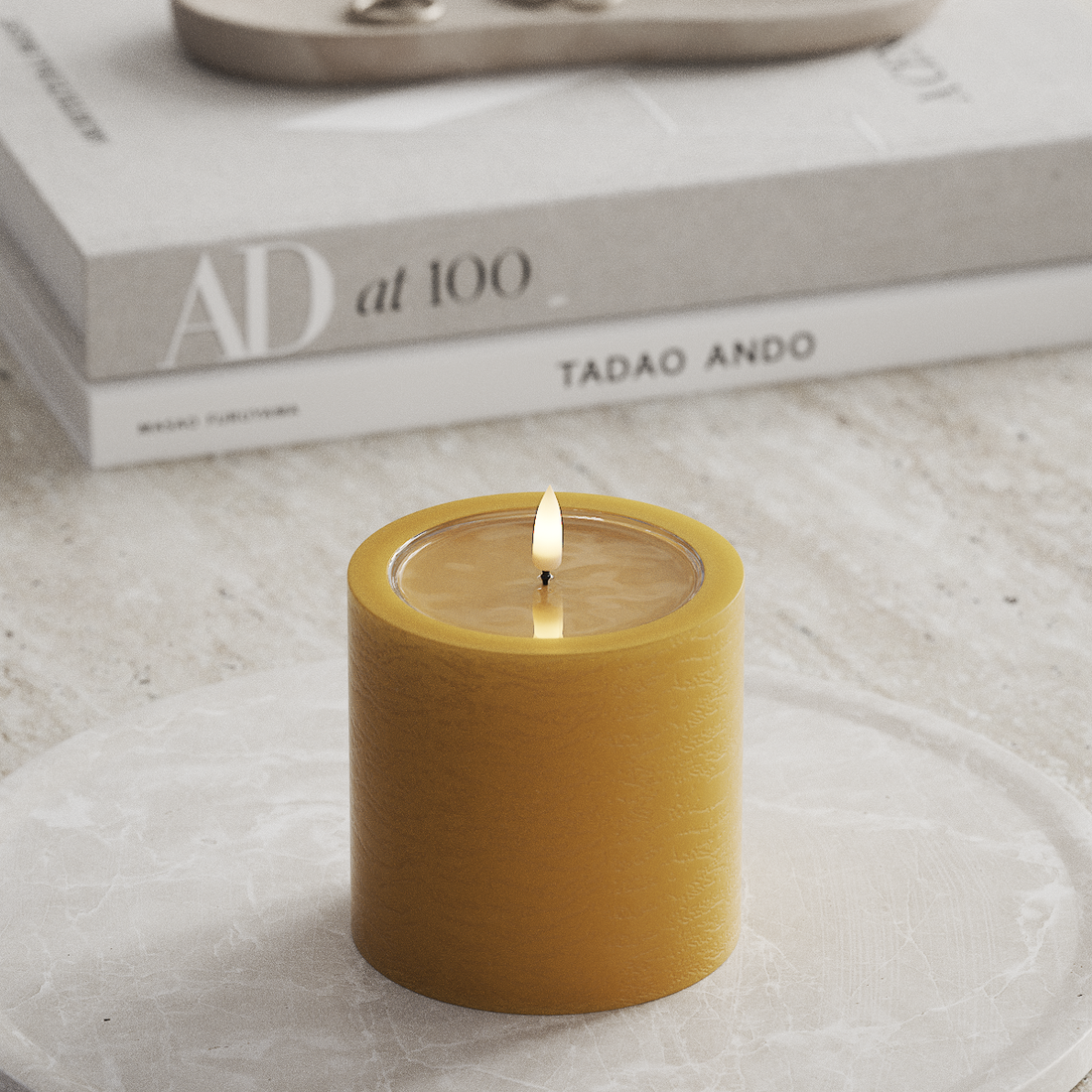 Deluxe Homeart Unique LED Blockljus D 10 x 10 cm Curry unique Blockljus 3