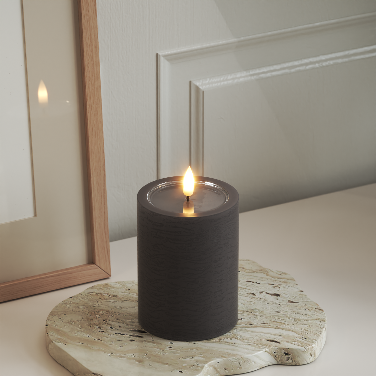 Deluxe Homeart Unique LED Stompkaarsen D 7,5 x 10 cm Mokka unique Stompkaarsen 3