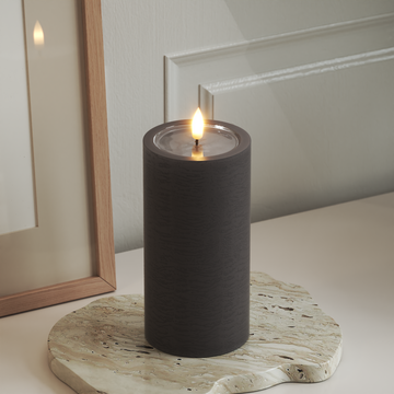 Deluxe Homeart Unique LED Bloklys D 7,5 x 15 cm Mokka unique bloklys 3