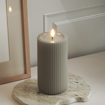 Deluxe Homeart Unique LED Ribbelkaarsen D8 x 15 cm Zand unique Ribbelkaarsen 3