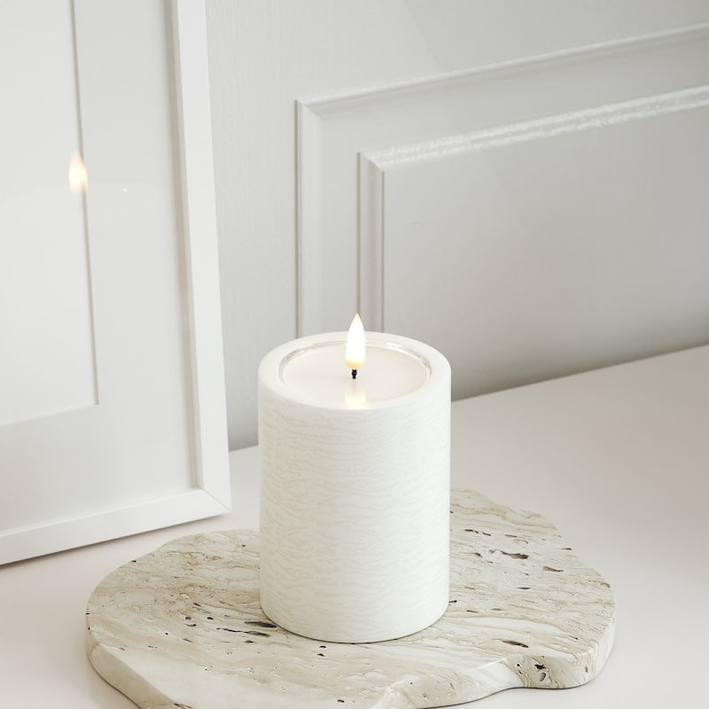 Unique Candles Unique LED Bloklys D 7,5 x 10 cm Hvid