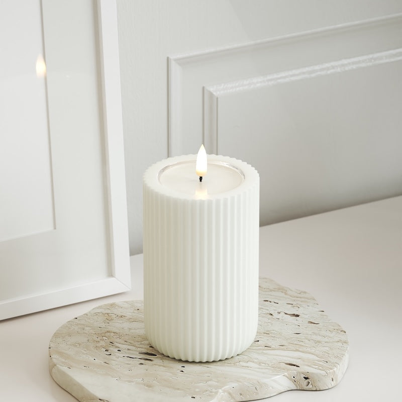 Unique Candles Unique LED Ribbelkaarsen D8 x 12,5 cm Wit