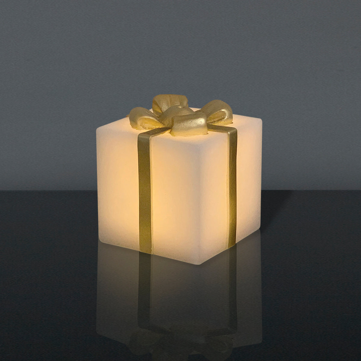 LED Geschenk met gouden strik (Middel)