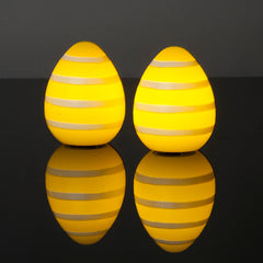 LED Paaseieren in geel met strepen (2 stuks)